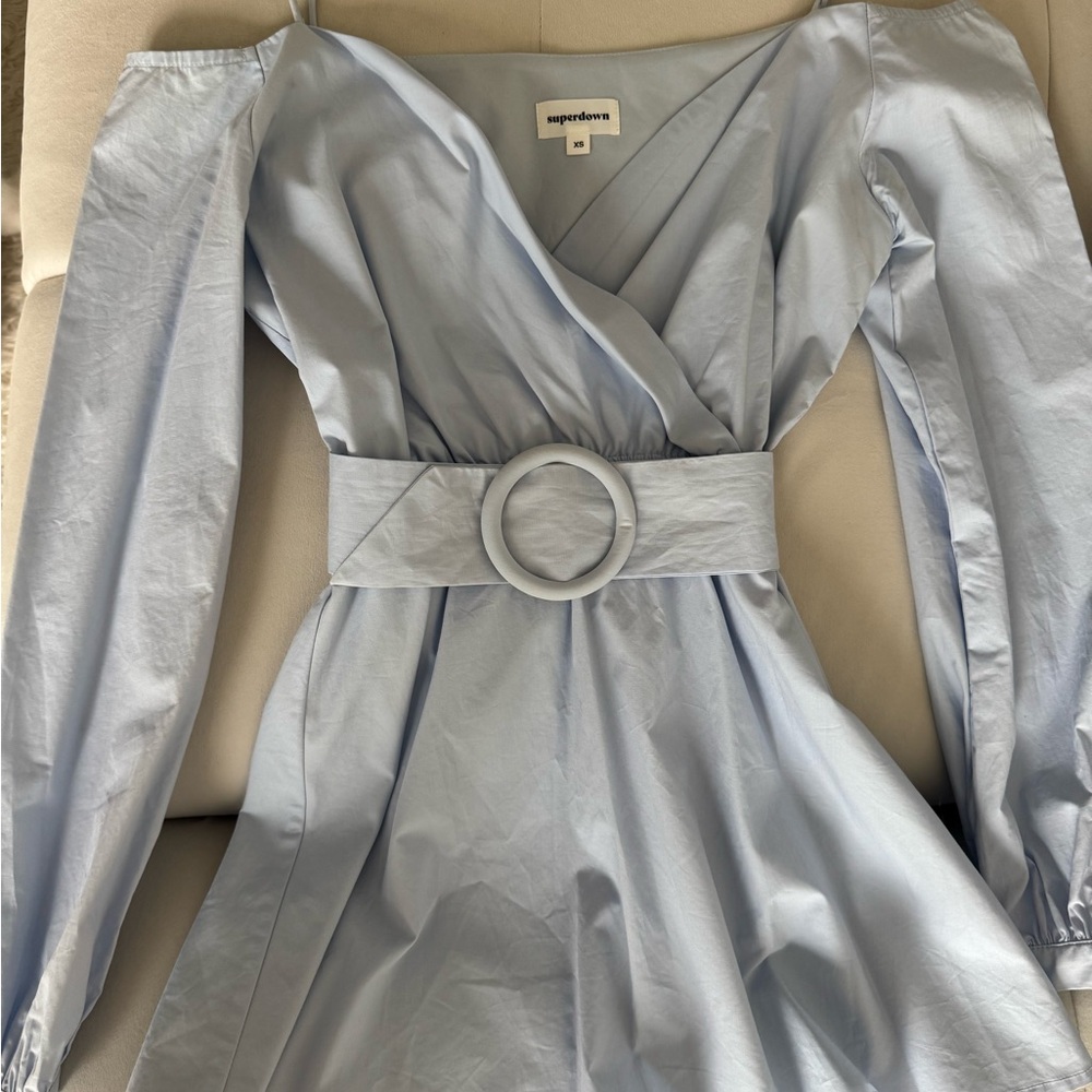 Superdown Light Blue Wrap Dress